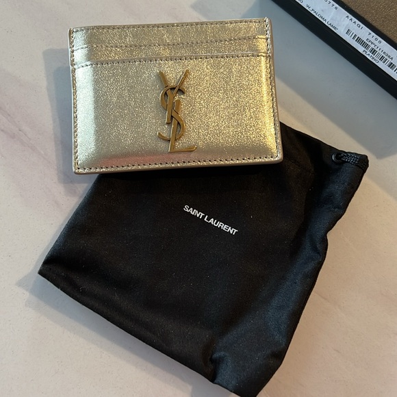 Saint Laurent Double Card Holder Golden Color Limited Edition Lucky Feng shui - Picture 6 of 7